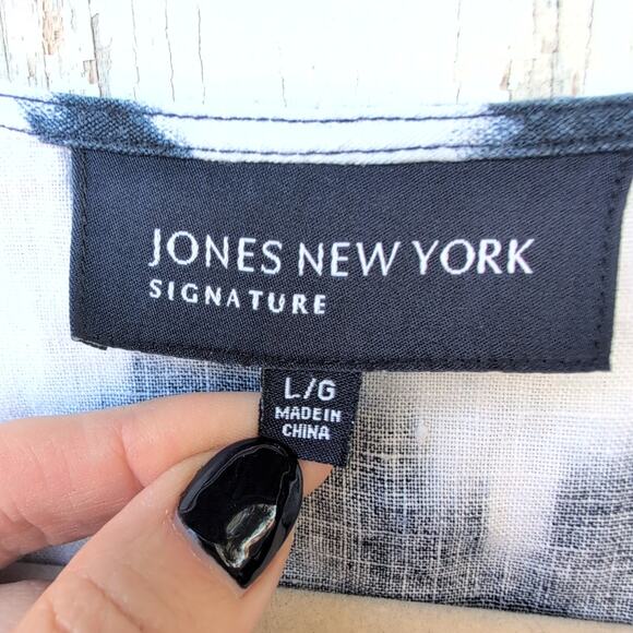 Jones New York 100% Linen Ikat Coastal Beachy Boho Tunic Women's Large - Picture 3 of 10